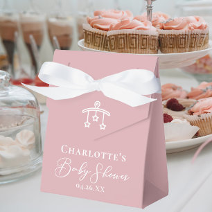 Dusty Rose Pink White Baby Shower Custom Favour Box
