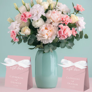 Dusty Rose Pink White Script Custom Wedding Favour Box