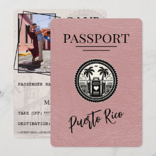 Dusty Rose Puerto Rico Passport Save The Date