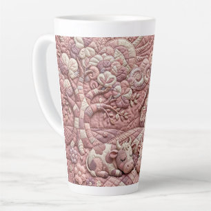 Dusty Rose Quaint Quilted Cows Patchwork Pastoral  Latte Mug