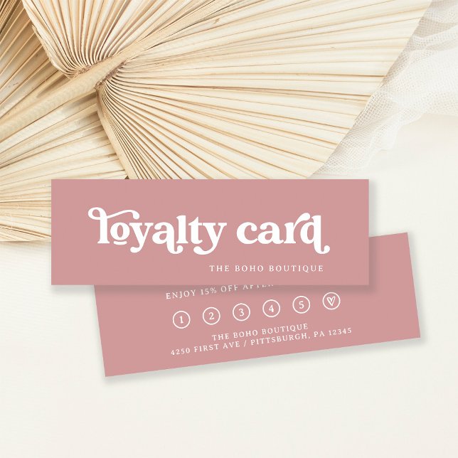 Dusty Rose | Retro Boho Typography Loyalty Card (Creator Uploaded)