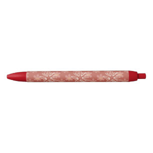 Dusty Rose Retro Flowers – Soft Botanical Pattern Black Ink Pen