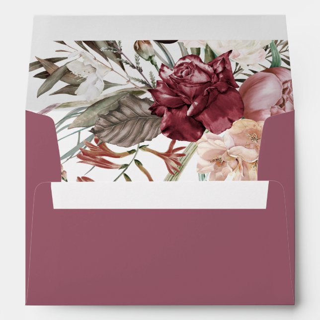 Dusty Rose Return Address on Back Flap Envelope (Back (Bottom))