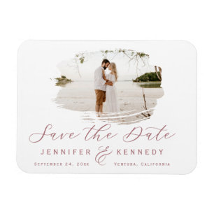 Dusty Rose Romantic Brushed Frame Save The Date Magnet