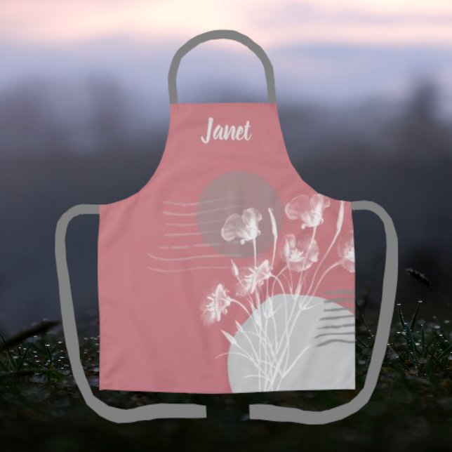 Dusty Rose Romantic Minimalist Floral Apron (Creator Uploaded)