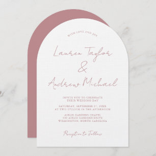 Dusty Rose Romantic Modern Arch Wedding Invitation