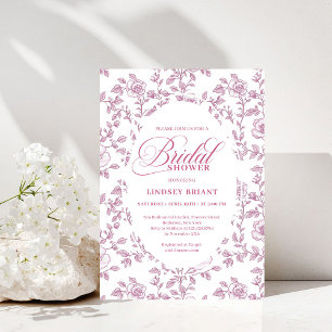 Dusty Rose Rose Pattern Pink Bridal Shower InvitE
