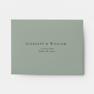 Dusty Rose Sage Green Self Addressed Wedding RSVP Envelope