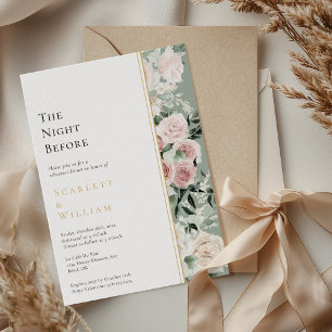 Dusty Rose Sage Modern Wedding The Night Before Invitation