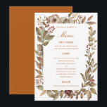 Dusty Rose Sage Rust Fall Wedding Menu Card<br><div class="desc">perfect for any event; all text,  background colour editable.</div>