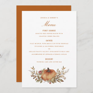 Dusty Rose Sage Rust Pumpkin Fall Wedding  Menu
