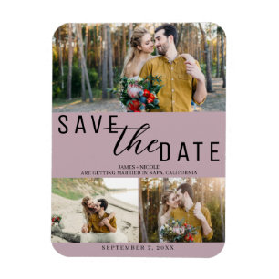 Dusty Rose Save the Date Wedding 3 Photos Magnet