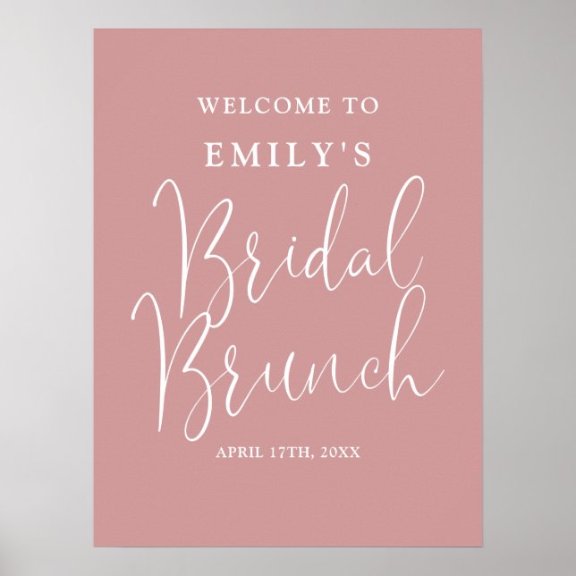 Dusty Rose Script Bridal Brunch Welcome Sign (Front)
