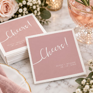 Dusty Rose Script Cheers Wedding Napkin