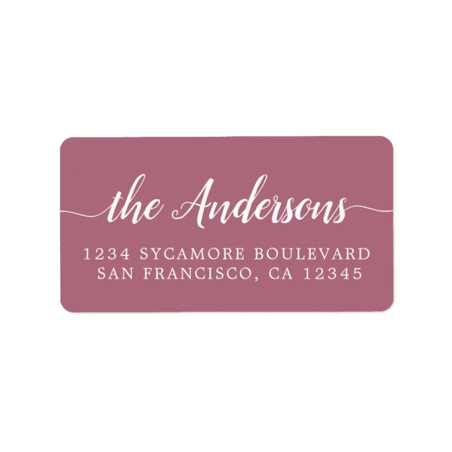 Dusty Rose Script Family Return Address Label (Front)