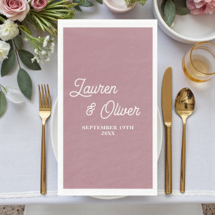 Dusty Rose Script Minimalist Wedding Napkin