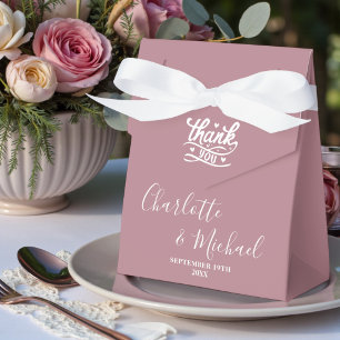 Dusty Rose Script Modern Trendy Wedding Favour Box