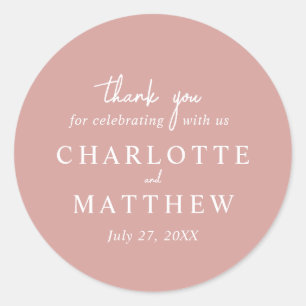 Dusty Rose Script Thank You Wedding Sticker