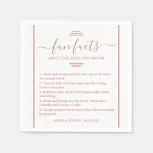 Dusty rose script typography Fun Facts wedding    Napkin