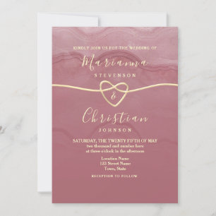 Dusty Rose Script Wedding Invitation