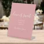 Dusty Rose Signature Script Love Is Sweet Favour Pedestal Sign<br><div class="desc">This elegant dusty rose minimalist script love is sweet sign is perfect for all celebrations. Designed by Thisisnotme©</div>