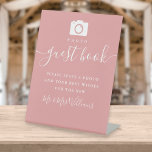 Dusty Rose Signature Script Photo Guest Book Pedestal Sign<br><div class="desc">This elegant dusty rose script minimalist photo guest book sign is perfect for all celebrations. Designed by Thisisnotme©</div>