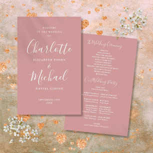 Dusty Rose Signature Script Wedding Program