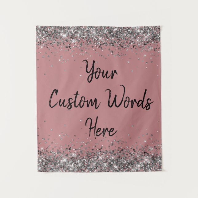 Dusty Rose Silver Black Birthday Party Photo Booth Tapestry (Front)