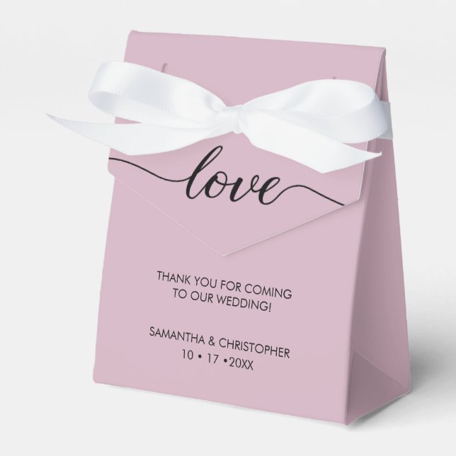 Dusty Rose Simple & Elegant Love Wedding ScrIpt  Favour Box (Front Side)