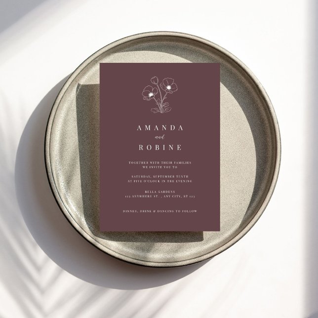 Dusty Rose Simple Elegant Wedding Invitation (Creator Uploaded)