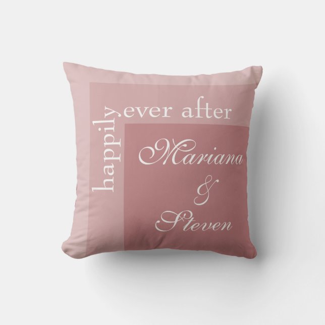 Dusty Rose Simple Modern Chic Script Wedding Cushion (Front)