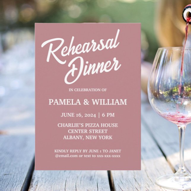 Dusty Rose Simple Style Wedding Rehearsal Dinner Invitation (In Situ Wedding)