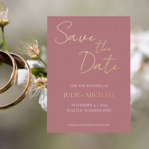 Dusty Rose Simple Style Wedding Save the Date