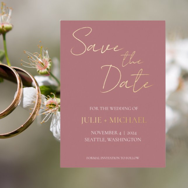 Dusty Rose Simple Style Wedding Save the Date (In Situ Wedding)
