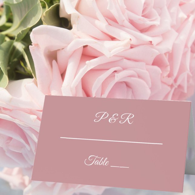 Dusty Rose Simple Stylised Script Wedding Place Card (In Situ Wedding)