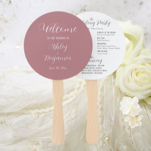 Dusty Rose Simple Wedding Ceremony Program Hand Fan