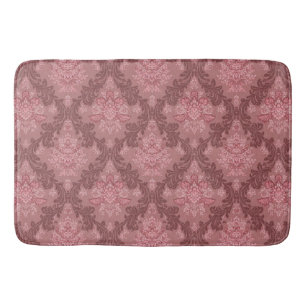 Dusty Rose Soft Pink Burgundy Elegant Damask Bath Mat