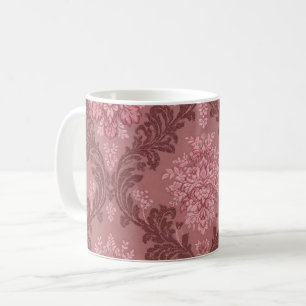 Dusty Rose Soft Pink Burgundy Elegant Damask Coffee Mug