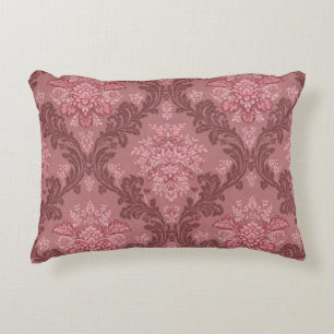 Dusty Rose Soft Pink Burgundy Elegant Damask  Decorative Cushion
