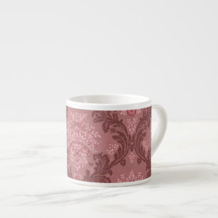 Dusty Rose Soft Pink Burgundy Elegant Damask Espresso Cup