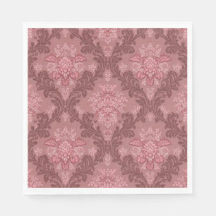 Dusty Rose Soft Pink Burgundy Elegant Damask  Napkin