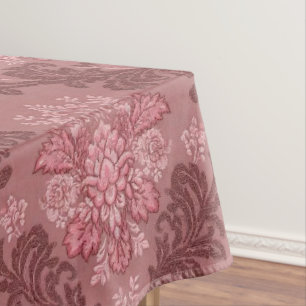 Dusty Rose Soft Pink Burgundy Elegant Damask Tablecloth