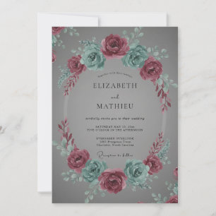 Dusty Rose Sophisticated Winter Wedding Invitation