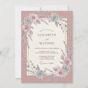 Dusty Rose Splendid Vintage Wedding Invitation