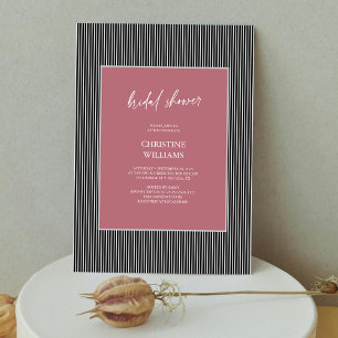 Dusty Rose Striped Frame Bridal Shower Invitation