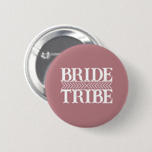 Dusty Rose Stylised Bride Tribe 6 Cm Round Badge