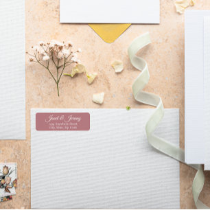 Dusty Rose Stylised Names Wedding Return Address