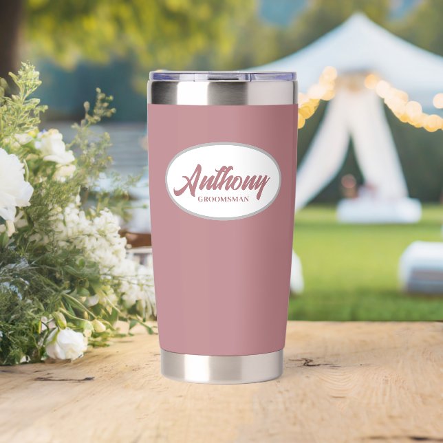 Dusty Rose Stylised Wedding Groomsman Insulated Tumbler (Wedding (Rotated))