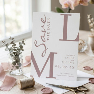 Dusty Rose Stylish monogram wedding Save The Date