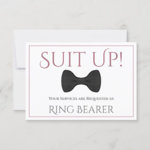 Dusty Rose Suit Up Be My Ring Bearer Fun Bow Tie Card